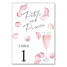 Rose Prosecco - número da mesa de casamento