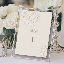 Numeração De Mesa Roses Faux Embossed Ecru Formal Elegant Wedding