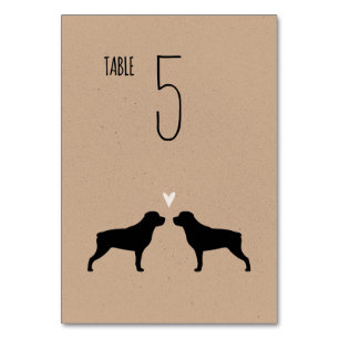 Numeração De Mesa Rottweiler Silhouettes Recepção de casamento
