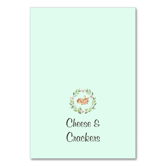 Numeração De Mesa Rótulos de Comida do Buffet Verde com Veado Floral (Frente)