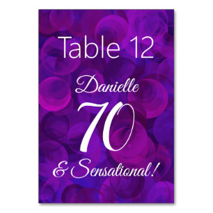 Numeração De Mesa Roxo 70 Elegante e Festa de aniversário sensaciona