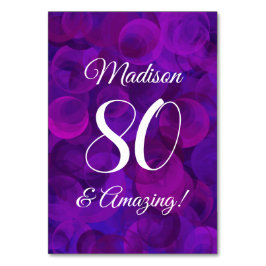 Numeração De Mesa Roxo 80 Elegante e Festa de aniversário incrível