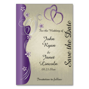 Numeração De Mesa Roxo Amethyst Curvy elegante do design   do