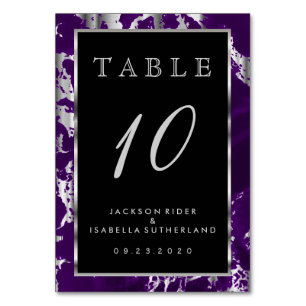 Numeração De Mesa Roxo de ameixa e mármore prateado - número da tabe