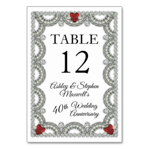 Numeração De Mesa Rubi Festa de Aniversário de 40 Anos de Casament