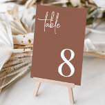 Numeração De Mesa Rust Modern Manuscrito   Série Clássica<br><div class="desc">Cartões simples e chic em crosta e branco fazem uma declaração elegante no seu casamento ou evento. Design apresenta "mesa" em caracteres manuscritos,  com o número da tabela na parte inferior direita na tipografia serif do eterno. Design repete-se de ambos os lados.</div>