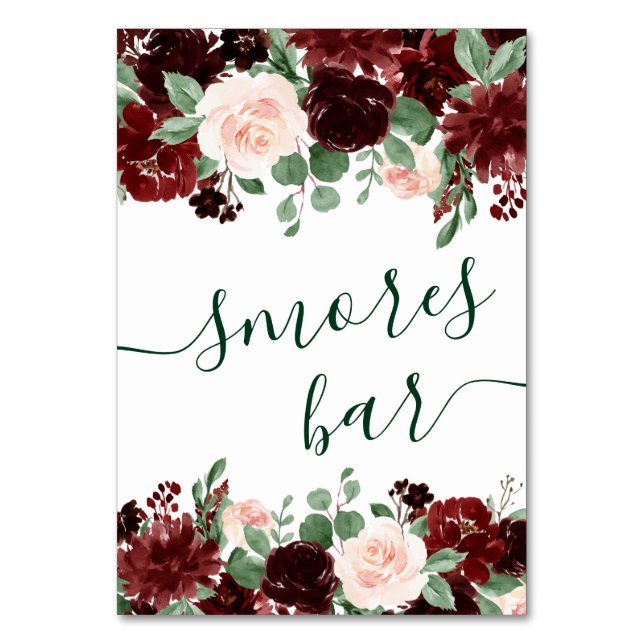 Numeração De Mesa Rustic Blooms | Terracotta e Marsala Smores Bar (Frente)