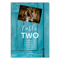 Rustic Blue Wood 2 Fotos Casamento Nomes de Convid