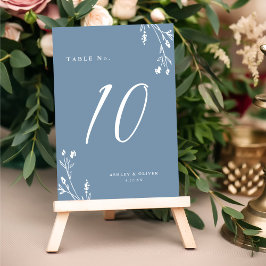 Numeração De Mesa Rustic Elegant Dusty Blue Selvagens Boho Casamento