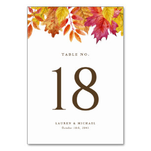 Numeração De Mesa Rustic Falling Deixa O Casamento De Outono Do Garl