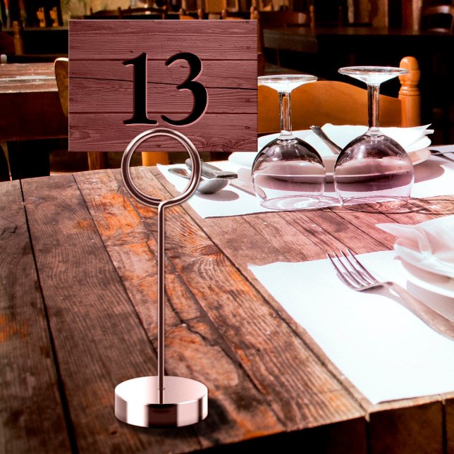 Numeração De Mesa Rustic Faux Engraved Rosewood Cafe (Rustic Faux Engraved Rosewood Cafe Table Number)