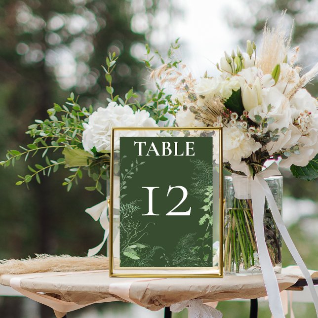 Numeração De Mesa Rustic Fern Green Foliage Emerald Wedding (Criador carregado)
