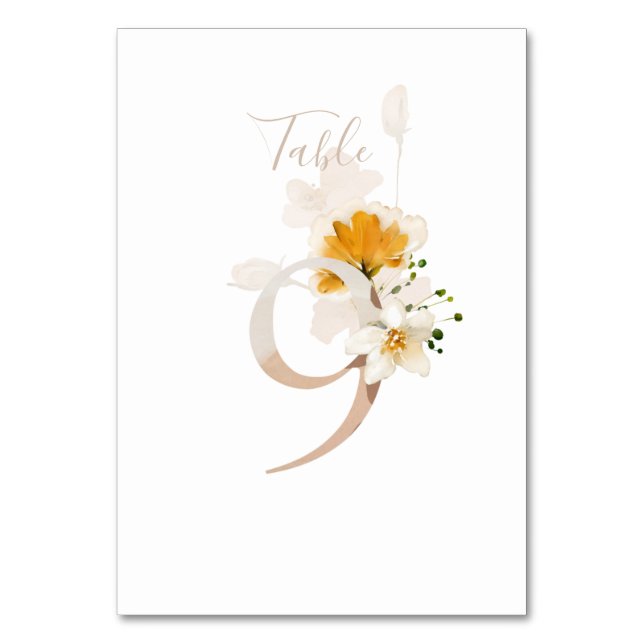 Numeração De Mesa Rustic Floral Manuscrito 9 Casamento (Verso)