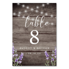 Numeração De Mesa Rustic Lavender Lights Wedding  Table Number