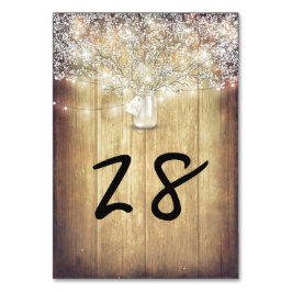 Numeração De Mesa Rustic Mason Jar Baby's Breath String Lights Barn