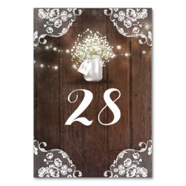 Numeração De Mesa Rustic Mason Jar Baby's Breath String Lights Barn
