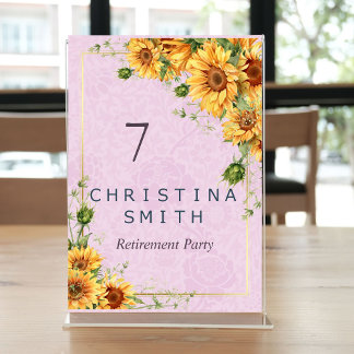 Numeração De Mesa Rustic Sunflower Elegant Summer Retirement Party