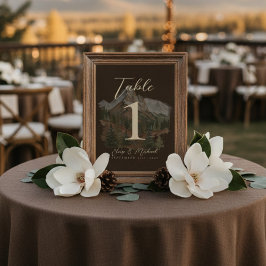 Numeração De Mesa Rustic Watercolor Mountain Wedding Table Number