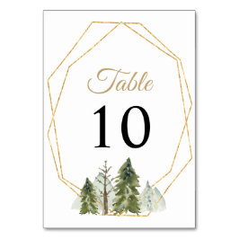 Numeração De Mesa Rustic Watercolor Mounts Pine Casamento no inverno