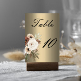 Numeração De Mesa Rustic Wildflower sobre Casamento Dourado Elegante