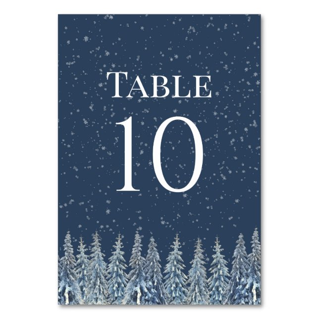Numeração De Mesa Rustic Winter Forest Wedding Table Number Cards (Frente)