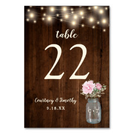 Numeração De Mesa Rústica Madeira Rosa Floral Mason Jar | Casamento