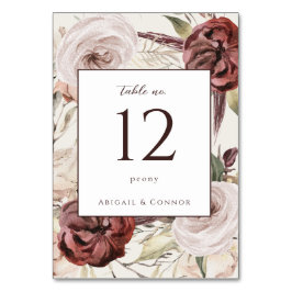 Numeração De Mesa Rústico Boho Marsala Creme Floral