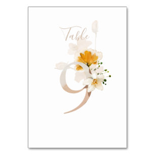Numeração De Mesa Rústico Floral Escrito à Mão Casamento 9
