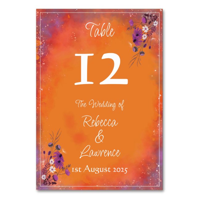 Numeração De Mesa Saffron Sky Wildflower (Frente)