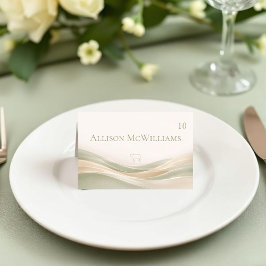 Numeração De Mesa Sage Green and Ivory Wedding Place Card-Meat