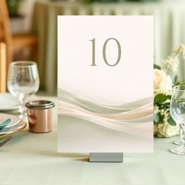 Numeração De Mesa Sage Green and Ivory Wedding Table Number (Sage Green and Ivory Wedding Table Number)