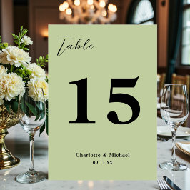 Numeração De Mesa Sage Green Minimalist Wedding