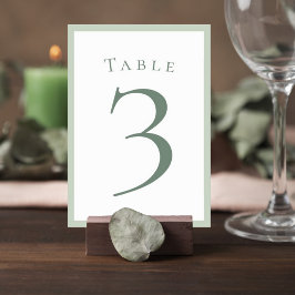 Numeração De Mesa Sage Green Minimalist Wedding Table Number Card