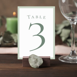 Numeração De Mesa Sage Green Minimalist Wedding Table Number Card