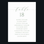 Numeração De Mesa Sage Green - Plano Minimalista de Casamento de Scr<br><div class="desc">Plano personalizável de número de assentos da tabela. Apresenta uma escrita branca sátira e tipografia clássica. Personalize adicionando seus próprios detalhes. Este plano minimalista de assentos de mesas é perfeito para casamentos,  chás de fraldas,  chás de panela,  aniversários e muito mais.</div>