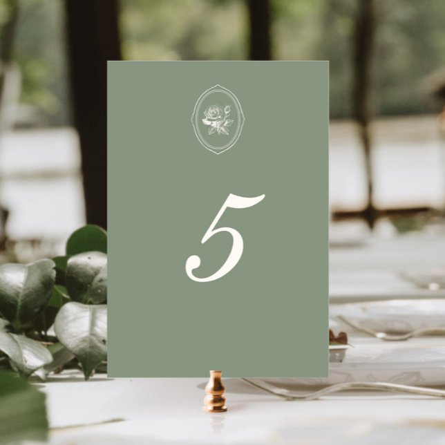Numeração De Mesa Sage Green Rose Wedding Double Sided (Criador carregado)