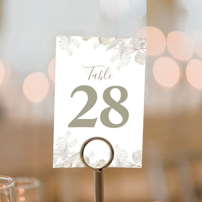 Numeração De Mesa Sage Green Wedding Table Number Greenery (With botanical greenery and elegant foliage. )