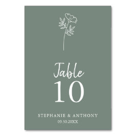 Numeração De Mesa Sage Green Wildflower Wedding