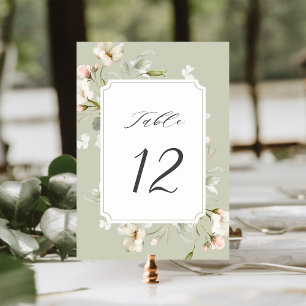 Numeração De Mesa Sage White Blush Elegante Floral Casamento