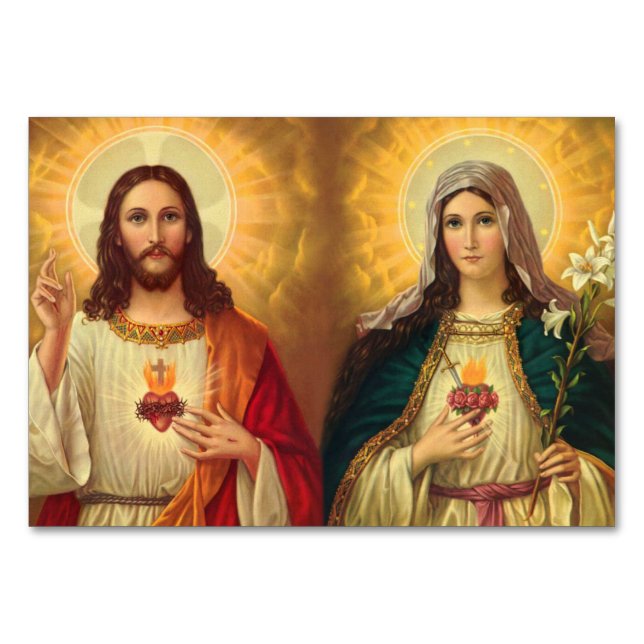 Numeração De Mesa Sagrado Coração de Jesus e Virgem Maria (Frente)