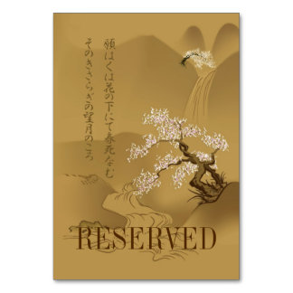 Numeração De Mesa Sakura Tree em sepia com haiku: