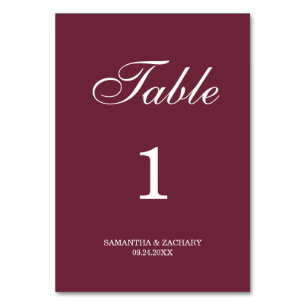 Numeração De Mesa Samantha Elegant Simple Wedding Double-Sided