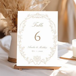 Numeração De Mesa Sand Ornate Floral Frame Wedding