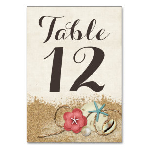 Numeração De Mesa Sandy Beach Hibiscus & Shells Número da Tabela de