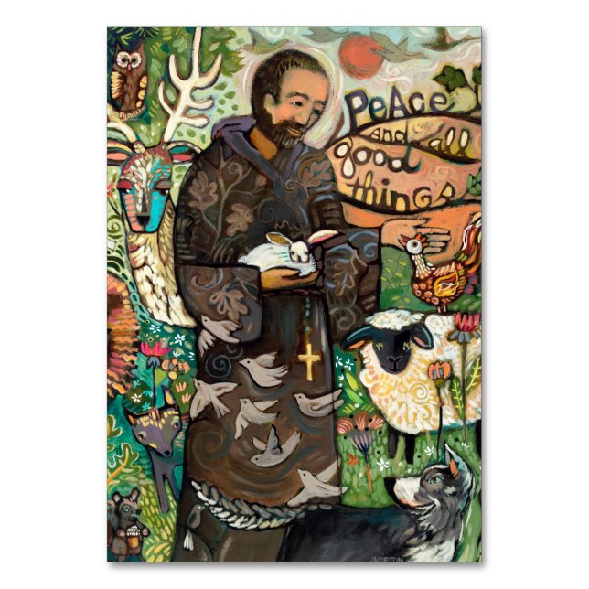 Numeração De Mesa Santo Francis Prayer Card (Frente)