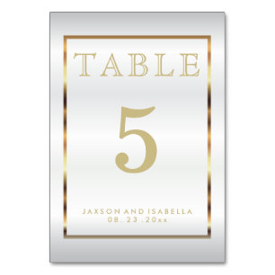 Numeração De Mesa Satin Dourado e branco - Placa de Mesa