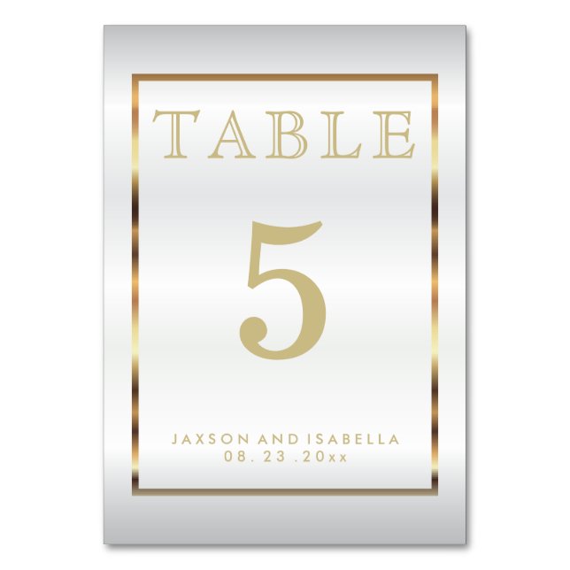 Numeração De Mesa Satin Dourado e branco - Placa de Mesa (Verso)
