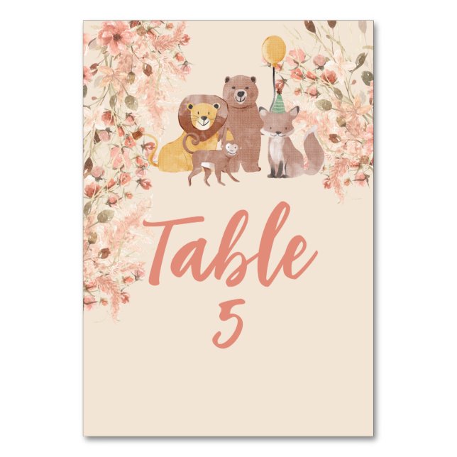 Numeração De Mesa Sating Chart Boho Safari, partido bonitinho de rap (Frente)