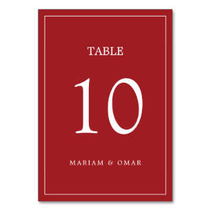 Numeração De Mesa Scarlett Red Minimalist Script com Casamento de Fr