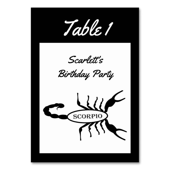 Numeração De Mesa Scorpio Black Scorpion - Sinal de Estrela Personal (Frente)